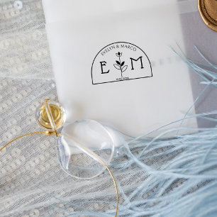 Elegant Wedding Flower Monogram  Rubber Stamp