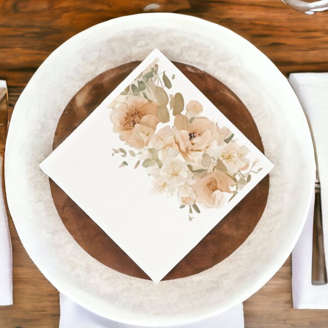 Elegant Wedding Flower Muted Peach Napkin (Elegant Wedding Flower Muted Peach Napkins from Ricaso)