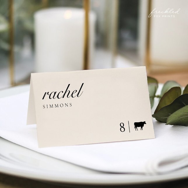 Elegant Wedding Folded Place Card with Meal Icon (Elegant Wedding Place card with Meal Icons)