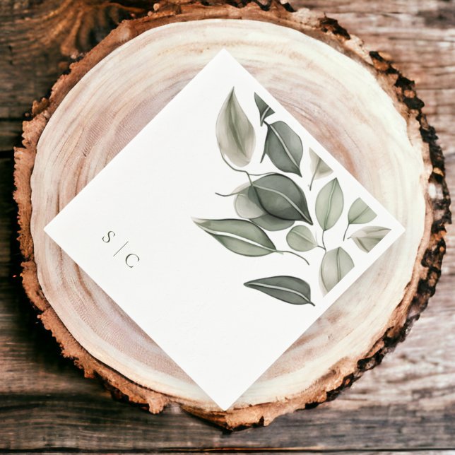 Elegant Wedding Foliage Muted Green Napkin (Elegant Wedding Foliage Muted Green Napkins from Ricaso)