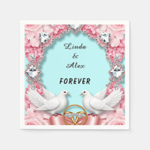 Elegant Wedding Frame with White Doves Napkin
