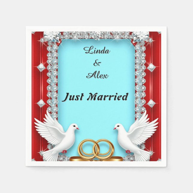Elegant Wedding Frame with White Doves Napkin (Front)