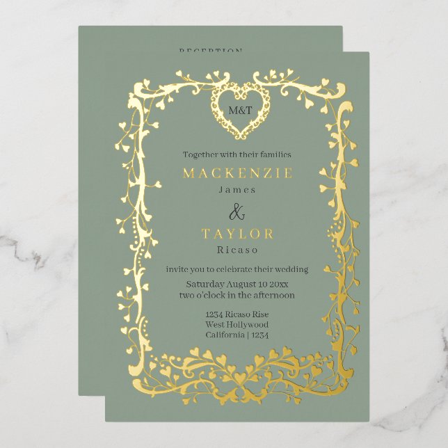 Elegant Wedding French Frame Heart QR Code (Front/Back)