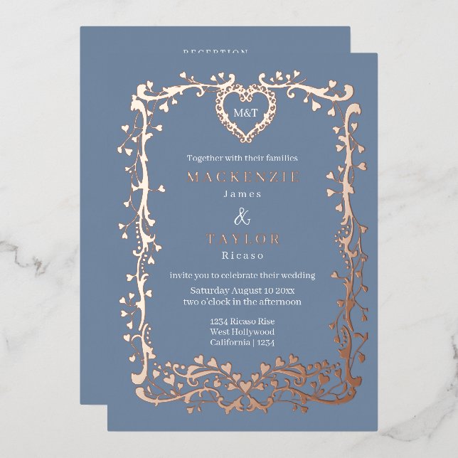 Elegant Wedding French Frame Heart QR Code (Front/Back)