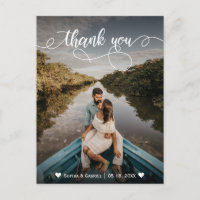 Elegant Wedding Full Photo Thank You Postcard