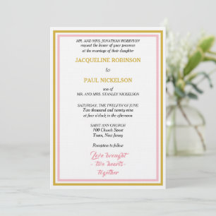 Elegant Wedding Geometric Pink Gold  Invitation