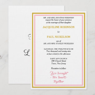 Elegant Wedding Geometric Pink Gold Invitation