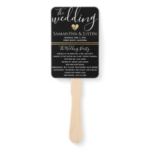 Elegant Wedding Gold and Black Set of Fans