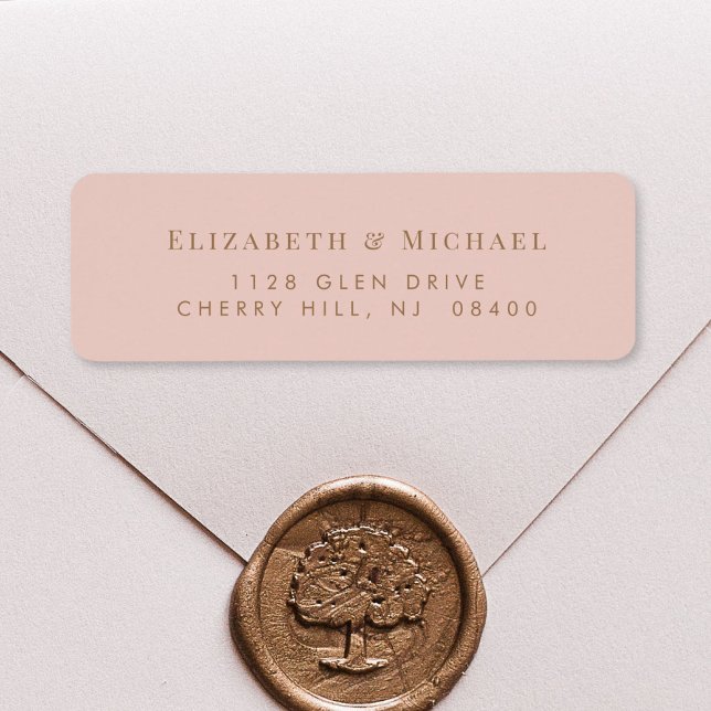 Elegant Wedding Gold Blush Pink Return Address (Creator Uploaded)