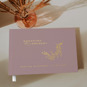 Elegant Wedding Gold Foil Dusty Rose Guest Book