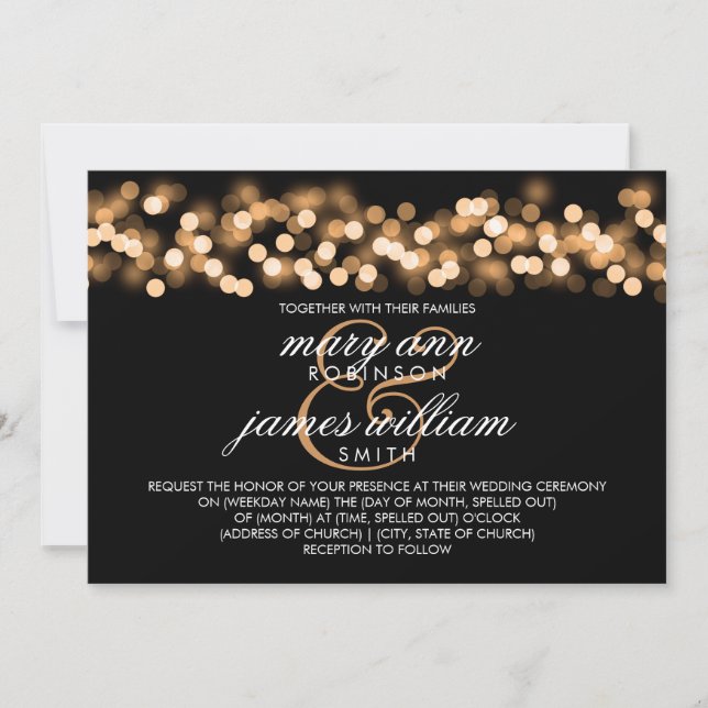 Elegant Wedding Gold Hollywood Glam Invitation (Front)