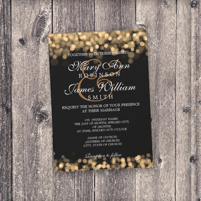 Elegant Wedding Gold Lights Invitation (Creator Uploaded)