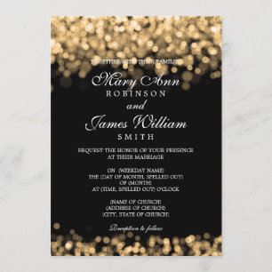 Elegant Wedding Gold Lights Invitation