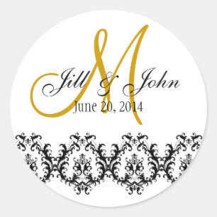 Elegant Wedding Gold Monogram Save the Date Classic Round Sticker