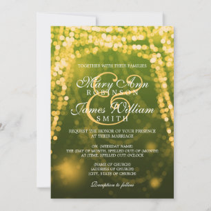 Elegant Wedding Gold String Lights Invitation
