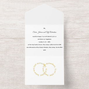 Elegant Wedding, gold written names,  All In One Invitation