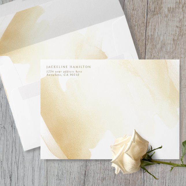Elegant Wedding Golden Yellow Brush Strokes, Envelope (Creator Uploaded)