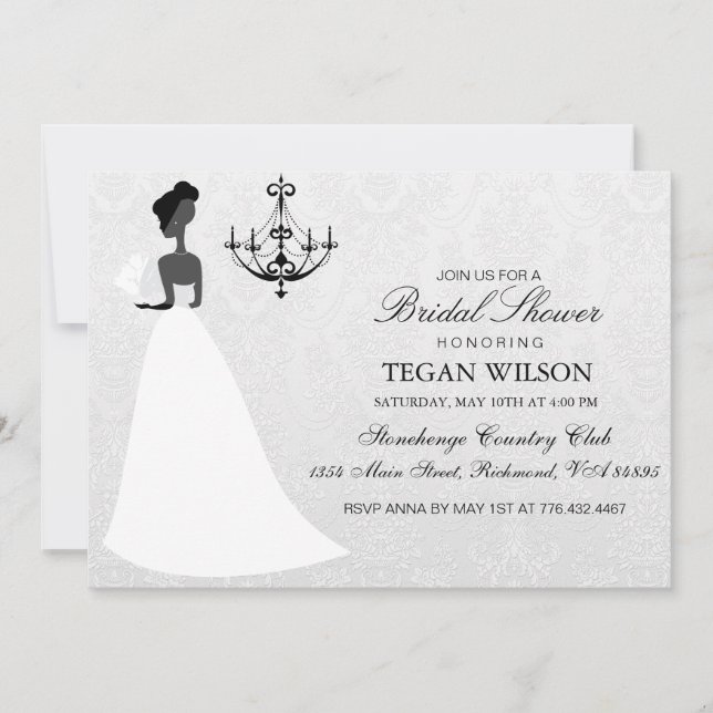 Elegant Wedding Gown Bridal Shower Invite (Front)