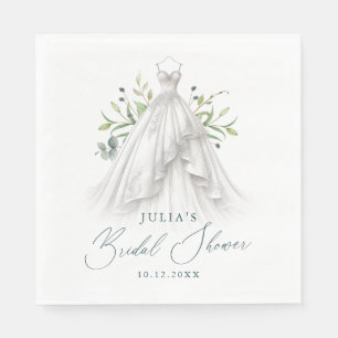 Elegant Wedding Gown Greenery Napkin