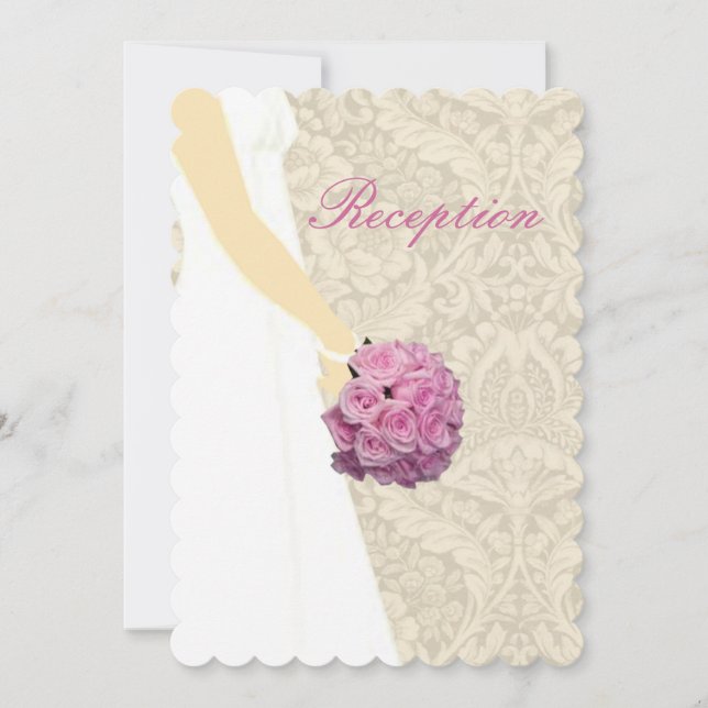 Elegant Wedding Gown Reception Card (Front)
