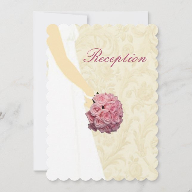 Elegant Wedding Gown Reception Card (Front)