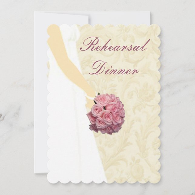 Elegant Wedding Gown Rehearsal Dinner Invitation (Front)