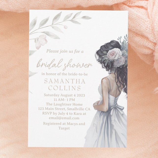 Elegant Wedding Gown Watercolor Bridal Shower Invitation (Creator Uploaded)