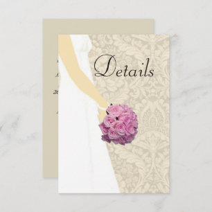 Elegant Wedding Gown Wedding Details Enclosure Card