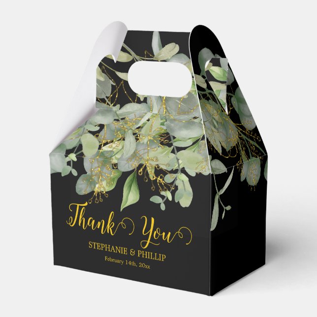 Elegant Wedding  Green Eucalyptus Foliage Wedding  Favour Box (Front Side)