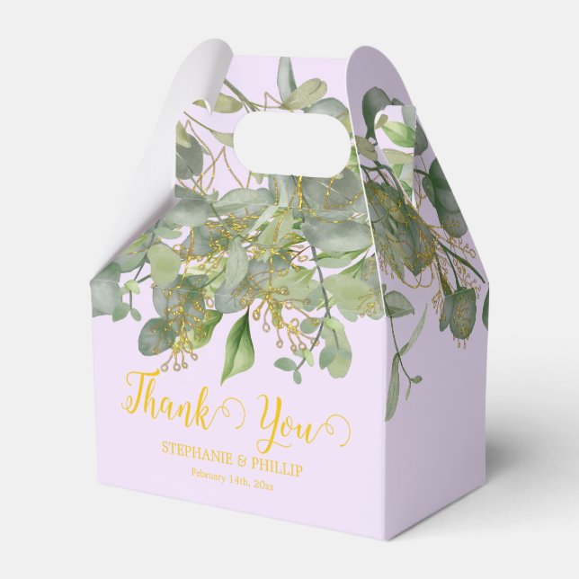 Elegant Wedding  Green Eucalyptus Foliage Wedding  Favour Box (Front Side)