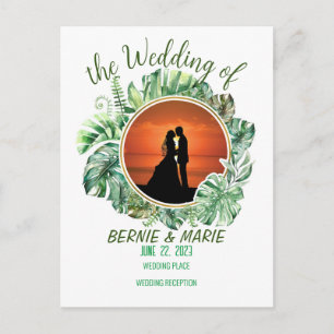 Elegant Wedding Green Floral Invitation Postcard