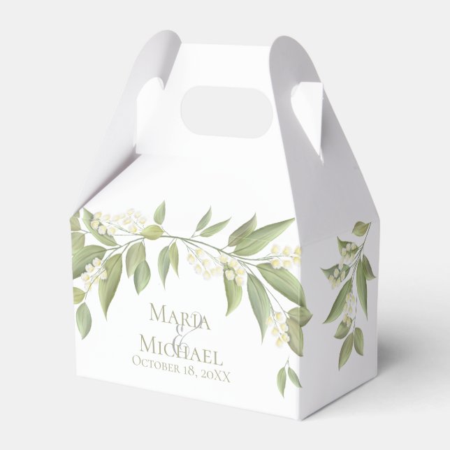 Elegant Wedding Greenery Floral Foliage Favour Favour Box (Front Side)