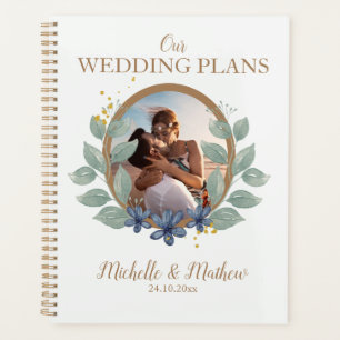 Elegant wedding greenery watercolor planner
