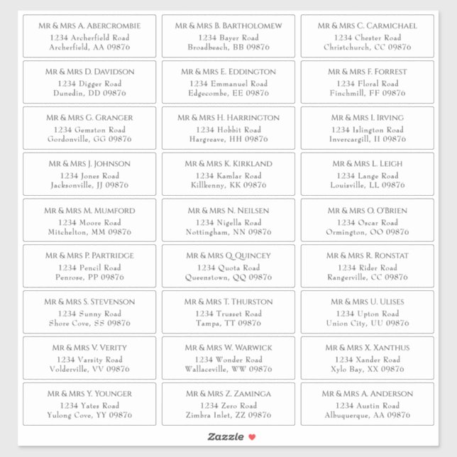 Elegant Wedding Guest Address (Sheet)