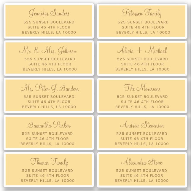 Elegant wedding guest address labels (Front)