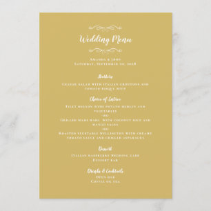 Elegant Wedding Guest Calligraphy Gold Chic Dinner Menu