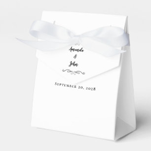 Elegant Wedding Guest Thank You Couple Black White Favour Box