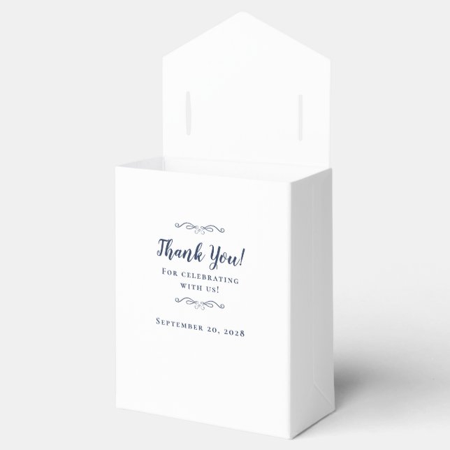 Elegant Wedding Guest Thank You Couple Navy Blue Favour Box (Opened)