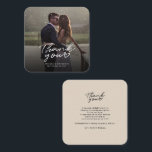 Elegant Wedding Hand-Lettered Thank You Card<br><div class="desc">A great and thoughtful way to thank your friends,  family,  and coworkers who graced you their presence on your your wedding day with this modern photo thank you cards with script hand lettered "thank you" and a love heart.</div>