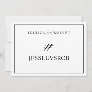 Elegant Wedding Hashtag # Sign Black Border