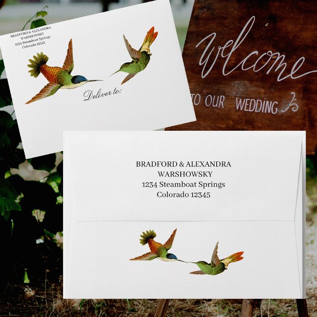 Elegant Wedding Hummingbird wedding invitation Envelope (Creator Uploaded)