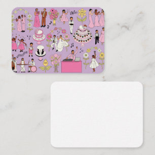 Elegant Wedding Illustration Business Card – Pink 