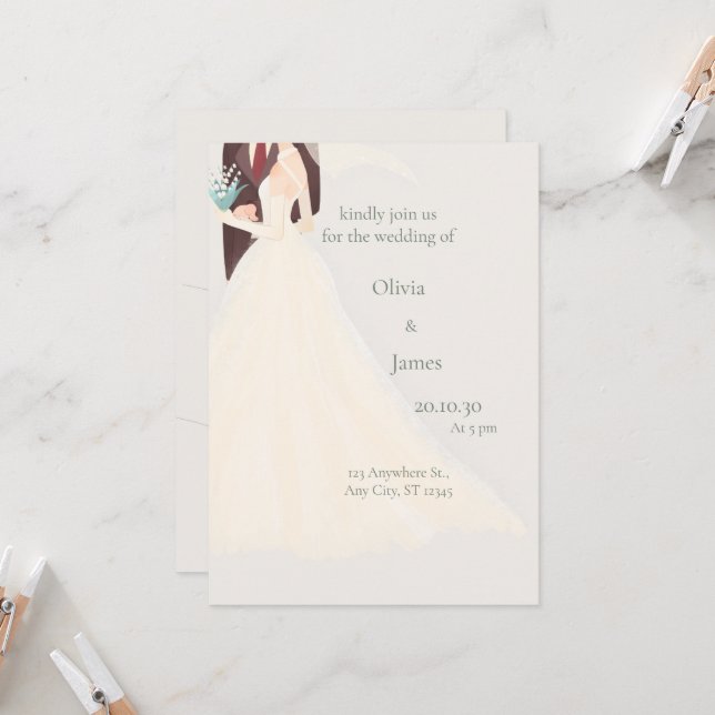 Elegant  Wedding Invitation (Front/Back In Situ)