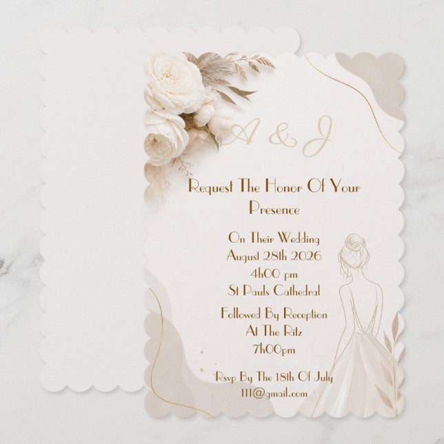 Elegant wedding invitation (Front/Back)