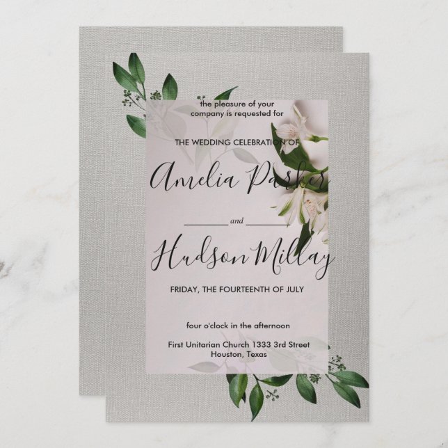 Elegant wedding invitation (Front/Back)