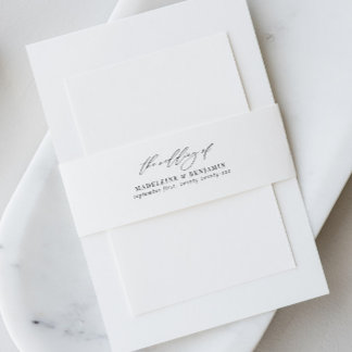 Elegant Wedding Invitation Belly Band with Script