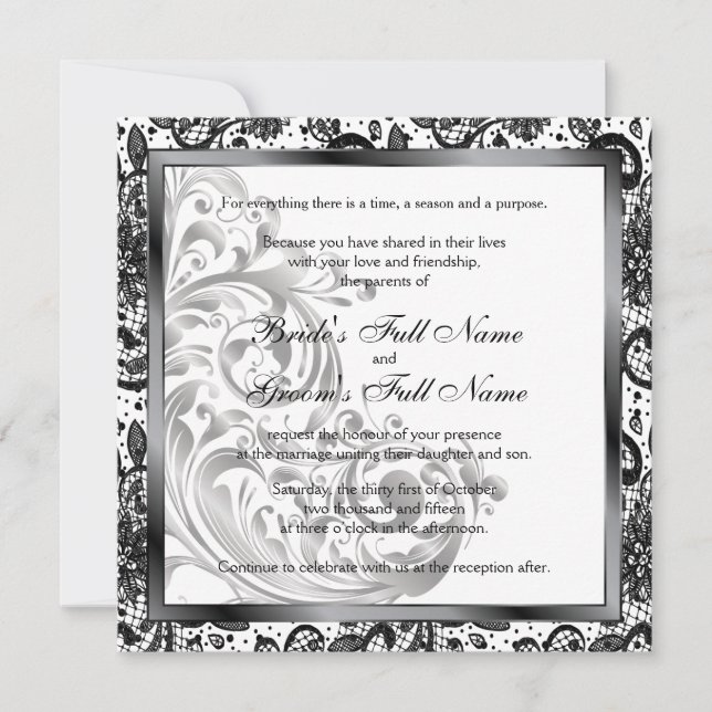 Elegant Wedding Invitation - Black (Front)