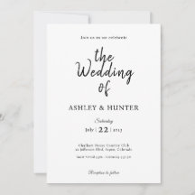 Elegant Wedding Invitation Black and White 