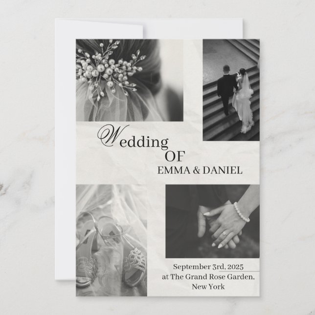 Elegant Wedding Invitation – Black & White (Front)