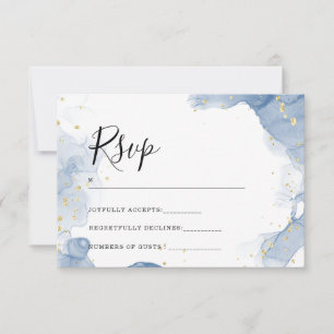 Elegant Wedding Invitation Blue and Gold Minimal